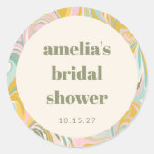Sticker Rond Douce Fête de Mariage Personnalisée Abstrait Pâtes (Devant)