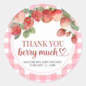 Sticker Rond Douce Fête de Naissance à la Fraise (Devant)