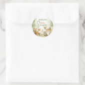 Sticker Rond Douce Fête de Naissance Animaux de Bébé Mignons (Sac)