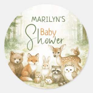 Sticker Rond Douce Fête de Naissance Animaux de Bébé Mignons