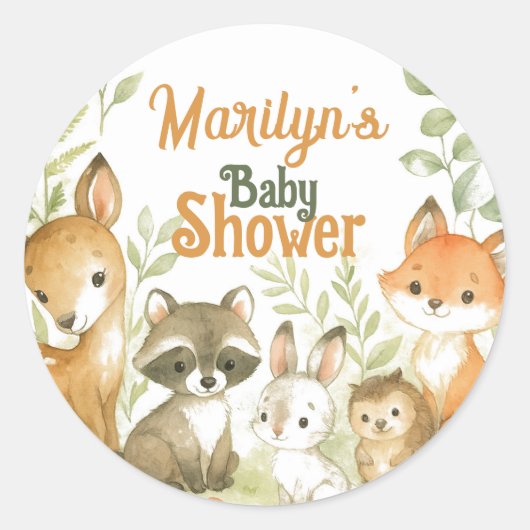 Sticker Rond Douce Fête de Naissance Animaux de Bébé Mignons (Devant)