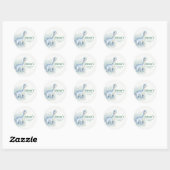 Sticker Rond Douce Fête de Naissance de Dinosaure Bleu (Feuille)