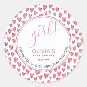 Sticker Rond Douce Fête Rose Bébé C'est Une Fille