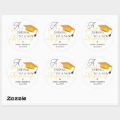 Sticker Rond Douce fin pour un nouveau départ Diplômé 2025 (Feuille)