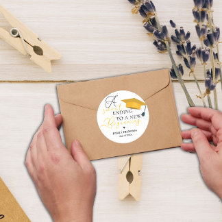 Sticker Rond Douce fin pour un nouveau départ  Diplômé 2026