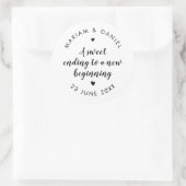 Sticker Rond Douce Fin Simple Moderne Écriture Blanche Mariage (Sac)