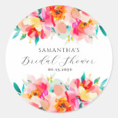 Sticker Rond Douce Florale Aquarelle Rose Moderne pour Enterrem (Devant)
