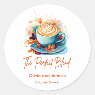 Sticker Rond Douce Florale La Mariée Parfaite Couple Shower