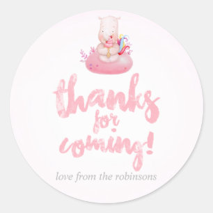 Sticker Rond Douce Licorne Rhinocéros Aquarelle Baby Shower Fil