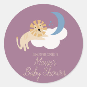 Sticker Rond Douce Lune Nuage Lion Baby Shower