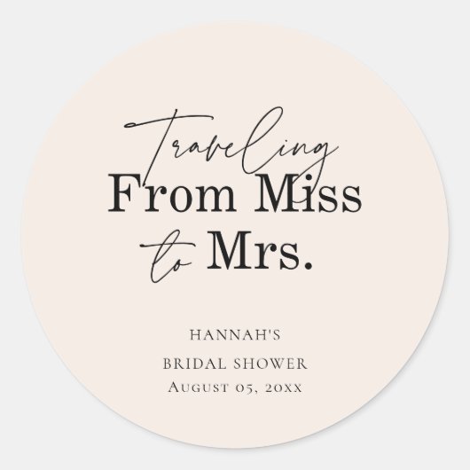 Sticker Rond Douce Mariage Bridal Shower Miss à Mme  (Devant)