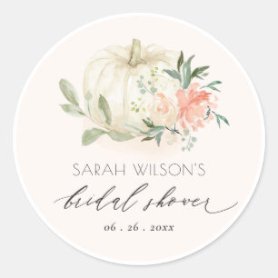 Sticker Rond Douce Mariage Floral Fleur de Citrouille Blanche B