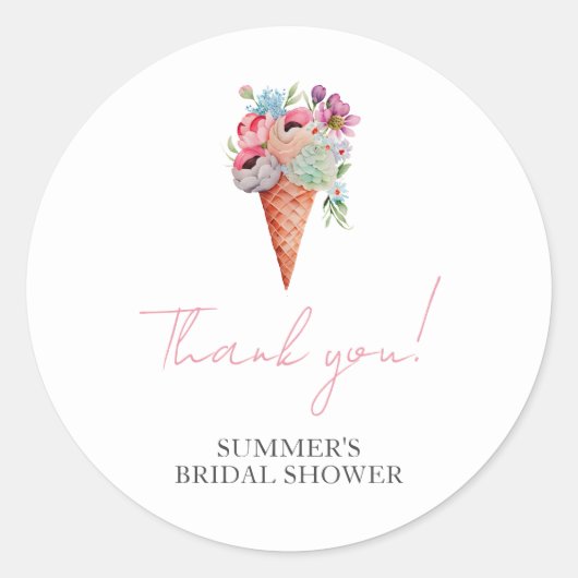 Sticker Rond Douce Mariage Glacé Fleur Rose Aquarelle (Devant)