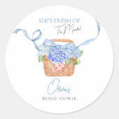 Sticker Rond Douce Mariée Bleue Hydrangea Fête de Mariage (Devant)