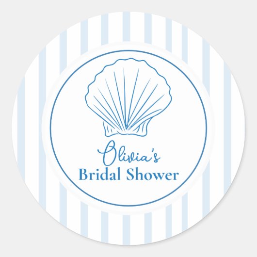 Sticker Rond Douce Mariée Coquillage Bleu (Devant)
