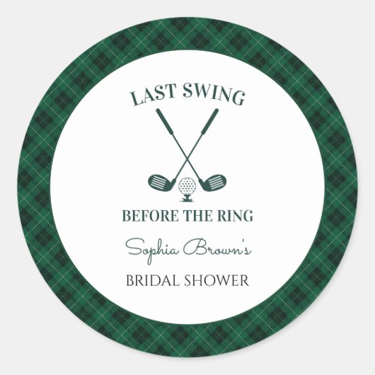 Sticker Rond Douce Mariée Golf Vichy Vert (Devant)