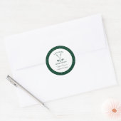 Sticker Rond Douce Mariée Golf Vichy Vert (Enveloppe)