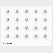 Sticker Rond Douce Ourson Bleu Ballon Bébé (Feuille)