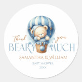 Sticker Rond Douce Ourson Bleu Ballon Bébé (Devant)