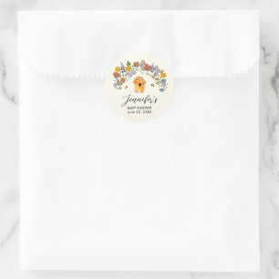 Sticker Rond Douce petite chérie vintage florale Baby Shower