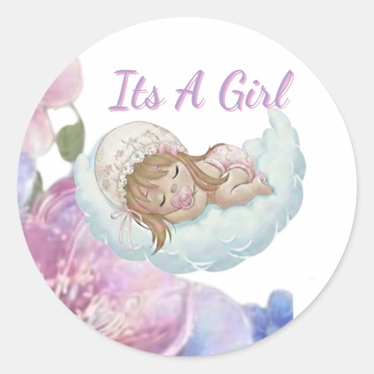 Sticker Rond Douce Petite Fille (Devant)