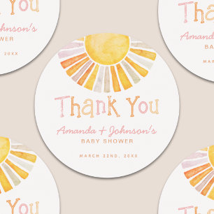 Sticker Rond Douce petite rayon de soleil Baby Shower