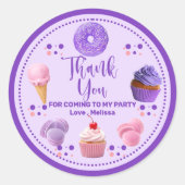 Sticker Rond Douce rose mignonne violet un Merci (Devant)