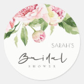 STICKER ROND DOUCE ROSÉE FLEUR DE PIVOINE AQUARELLE LANCEMENT M (Devant)