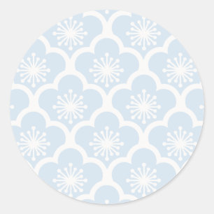 Sticker Rond Douce Sakura Neutre - Bleu Poudre