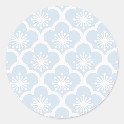 Sticker Rond Douce Sakura Neutre - Bleu Poudre (Devant)