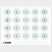 Sticker Rond Douce Sauge Prévu pour être Pot de Miel de Mariage (Feuille)