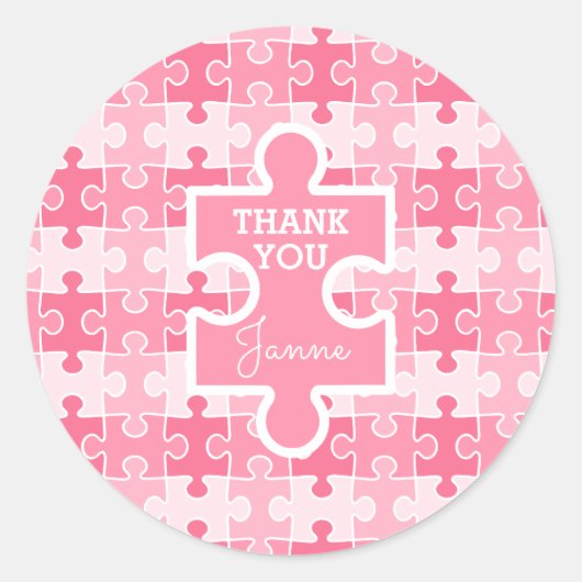 Sticker Rond Douce teinte de puzzles roses (Devant)