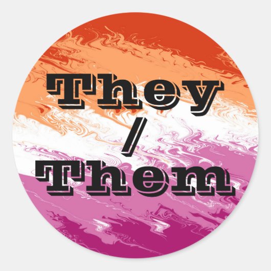 Sticker Rond Doucement personnalisable Pronoun Drapeau de la fi (Devant)