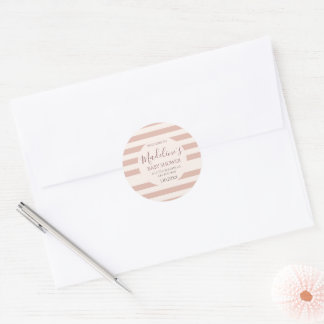 Sticker Rond Douces Rayures Rose Poussiéreuse Fête Minimale de