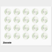 Sticker Rond Douceur Aquarelle Saules Fête de Mariage Monogramm (Feuille)