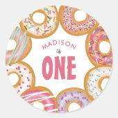 Sticker Rond Douceur Colorée Donuts Un Premier Anniversaire (Devant)