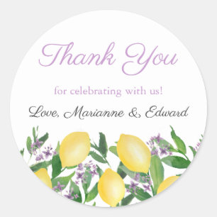 Sticker Rond Douceur de Citron à l'Aquarelle pour Mariage
