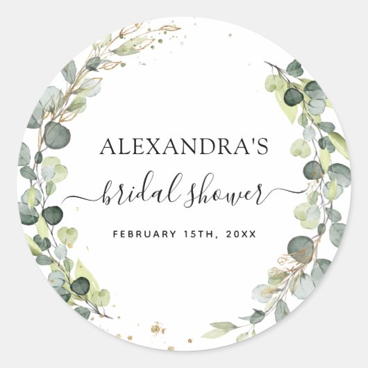 Sticker Rond Douceur de Mariée Eucalyptus Végétal Succulent (Devant)