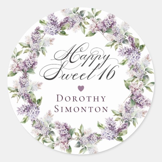 Sticker Rond Douceur personnalisée 16 Enveloppe Lilac violet Sc (Devant)