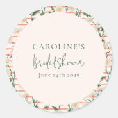 Sticker Rond Douceur Rétro Fleurs Vertes Mariage Sur Mesure (Devant)