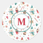 Sticker Rond Douceurs Monogram Snowman 1,5 po (Devant)