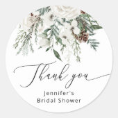 Sticker Rond Douche à feuillage persistant d'hiver (Devant)