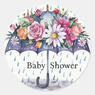 Sticker Rond Douche avec Baby shower Fleurs