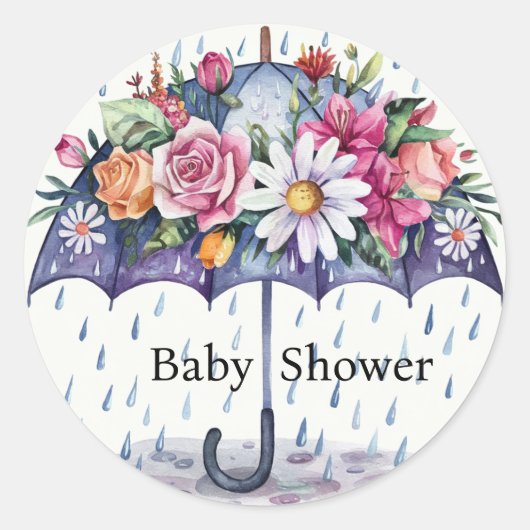 Sticker Rond Douche avec Baby shower Fleurs (Devant)