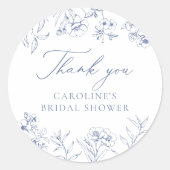 Sticker Rond Douche Bleue Florale Chinoiserie Fête de Mariage  (Devant)