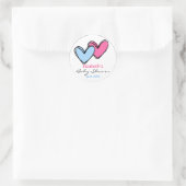 Sticker Rond Douche Coeur rose et bleu (Sac)
