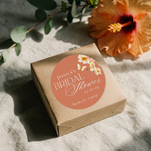 Sticker Rond Douche de Mariée au Citrus et aux Fleurs