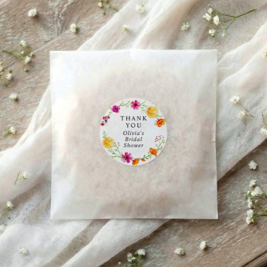 Sticker Rond Douche de Mariée Pamplemousse Rose Orange Citron
