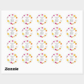 Sticker Rond Douche de Mariée Pamplemousse Rose Orange Citron (Feuille)