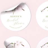 Sticker Rond Douche de printemps rose vif à fleurs élégantes